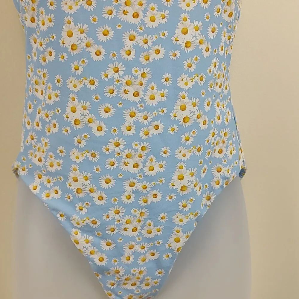 Onia Ginny Low Backone-Piece Swimsuit In Blue Daisy Size S Coastal Grandmacore — image 7 of 8
